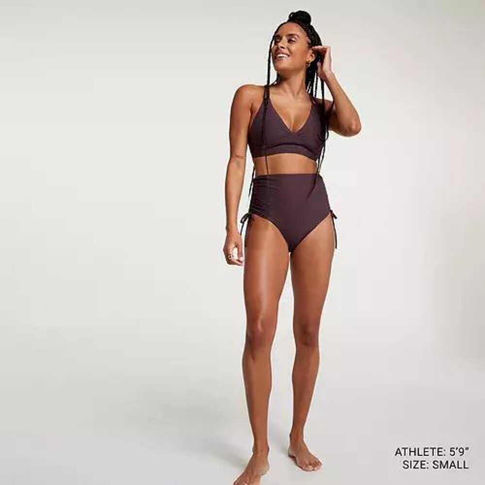 NWT CALIA Women's High Waisted Ruched Side Tie Swim Bottoms - Picture 4 of 4